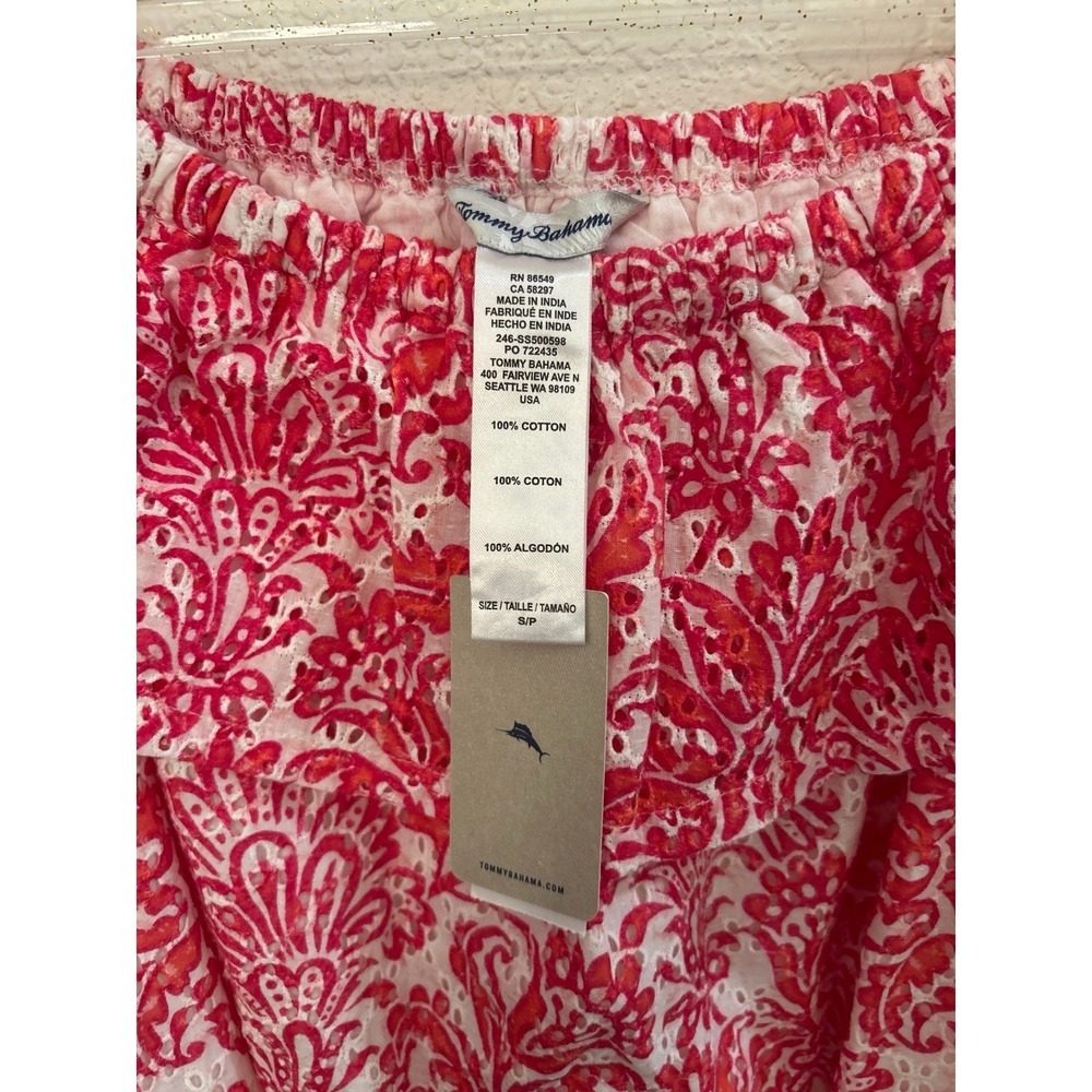 Tommy Bahama women's pink and white patterned off-the-shoulder dress size S NWT - Picture 2 of 4